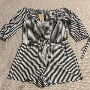 Michael Kors Striped Off-Shoulder Romper
